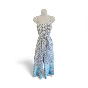 Lilly Pulitzer Sandra Blue and White Jumpsuit Romper, Size 6